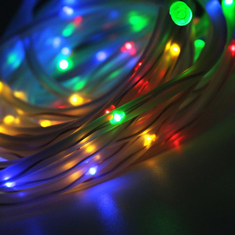 Solcelledrevet 12m 100leds Kobbertrådrør Vanntett Fairy String Light Til Jul