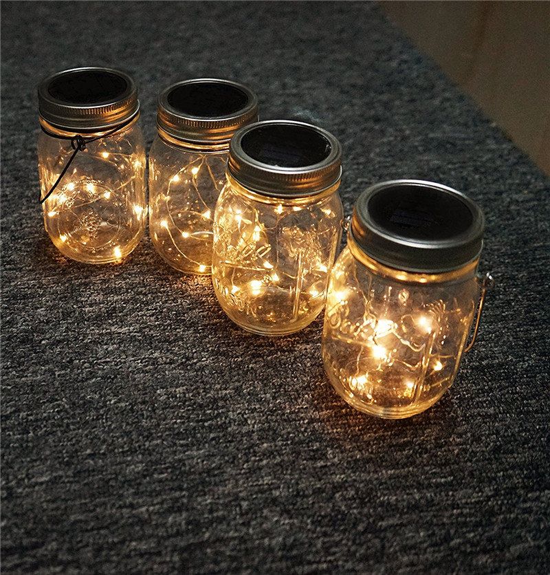 Solcelledrevet 2m 20leds Mason Jar Lokk Fairy String Light Wire Lampe For Hagedekor