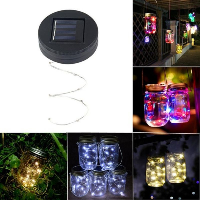 Solcelledrevet 2m 20leds Mason Jar Lokk Fairy String Light Wire Lampe For Hagedekor