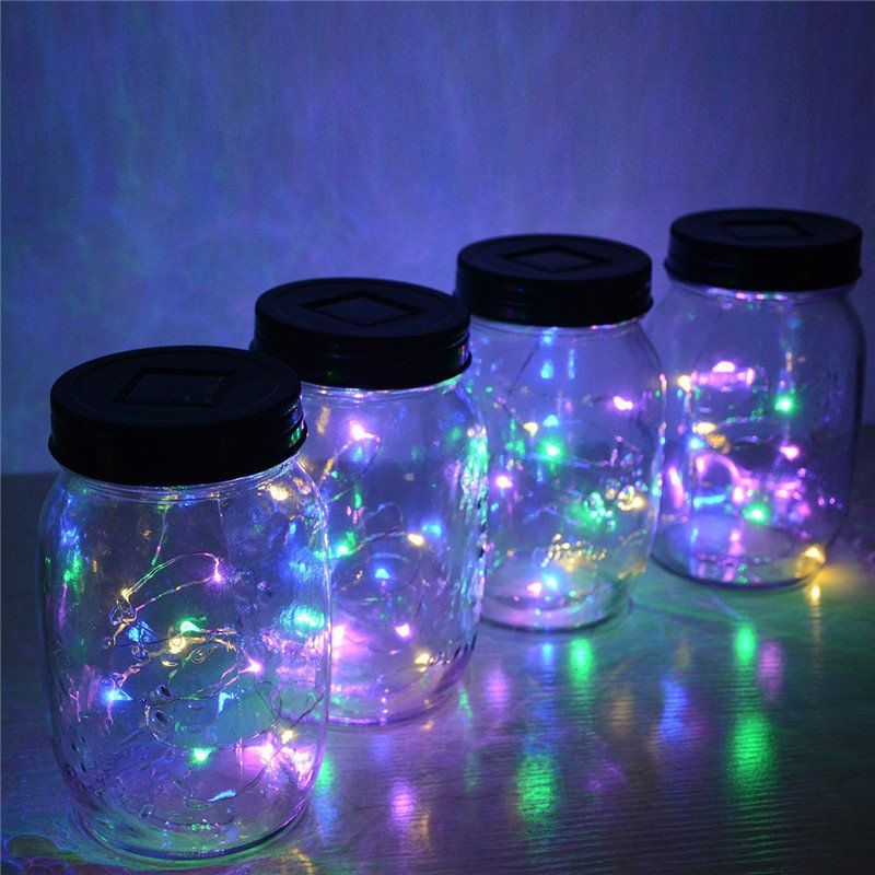 Solcelledrevet 2m 20leds Mason Jar Lokk Fairy String Light Wire Lampe For Hagedekor