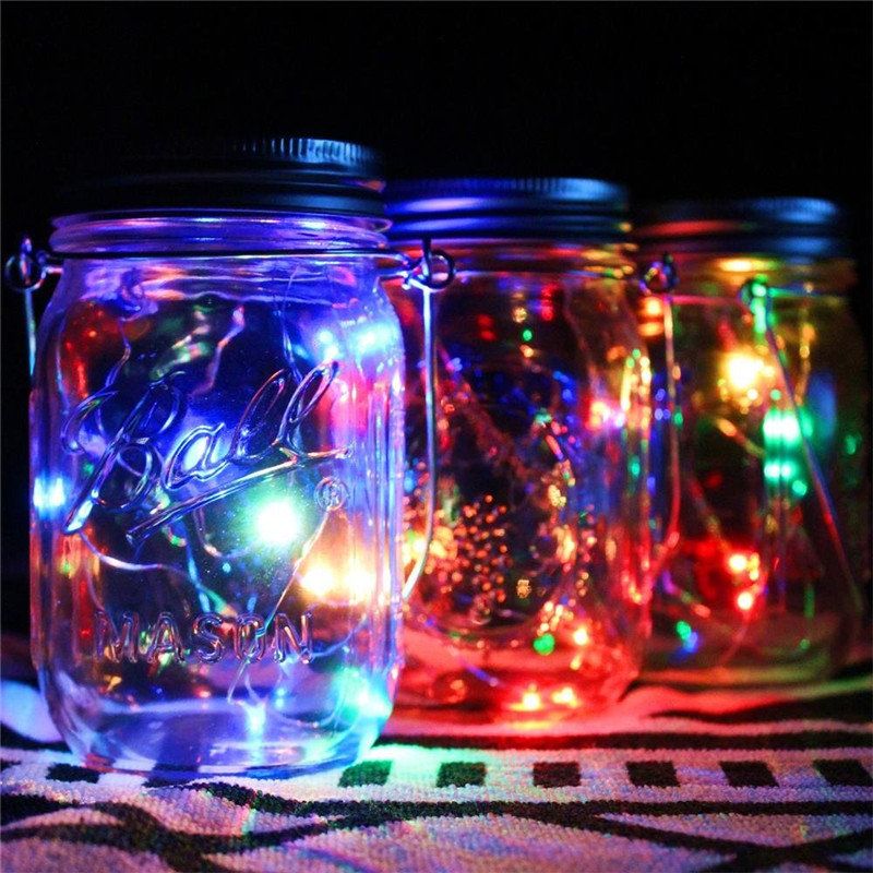 Solcelledrevet 2m 20leds Mason Jar Lokk Fairy String Light Wire Lampe For Hagedekor