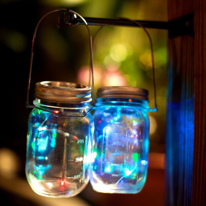 Solcelledrevet 2m 20leds Mason Jar Lokk Fairy String Light Wire Lampe For Hagedekor