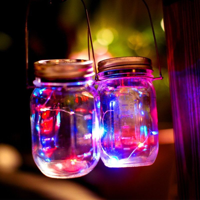 Solcelledrevet 2m 20leds Mason Jar Lokk Fairy String Light Wire Lampe For Hagedekor