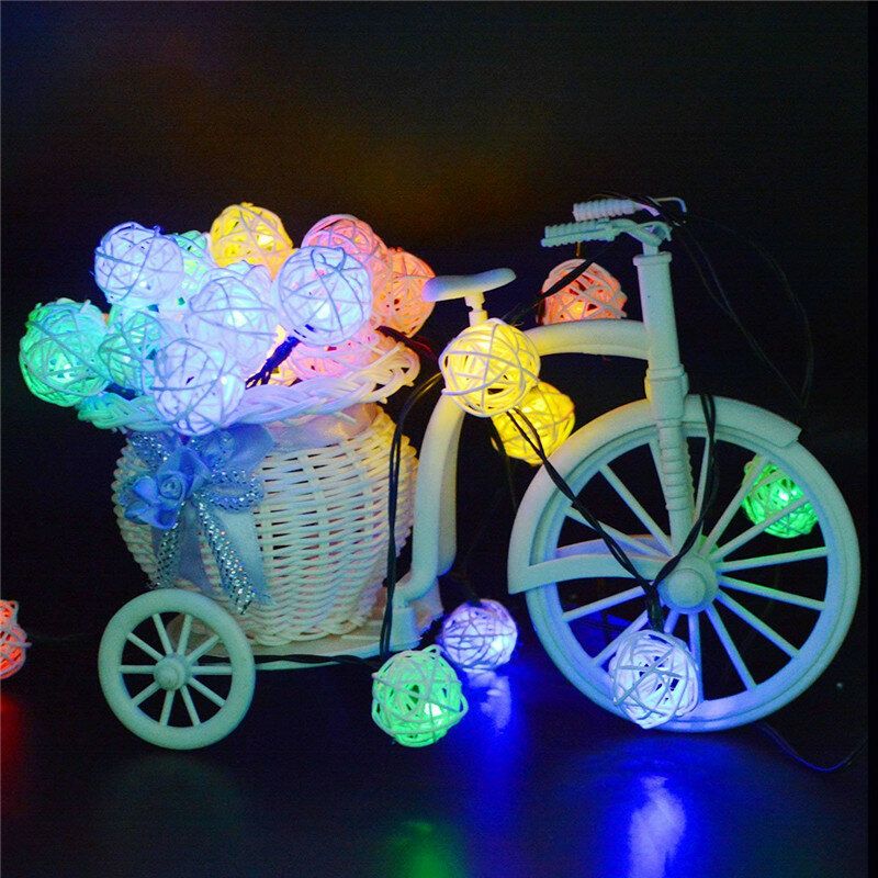 Solcelledrevet 5m 20leds Multicolor Rattan Ball String Light For Bryllupsfest