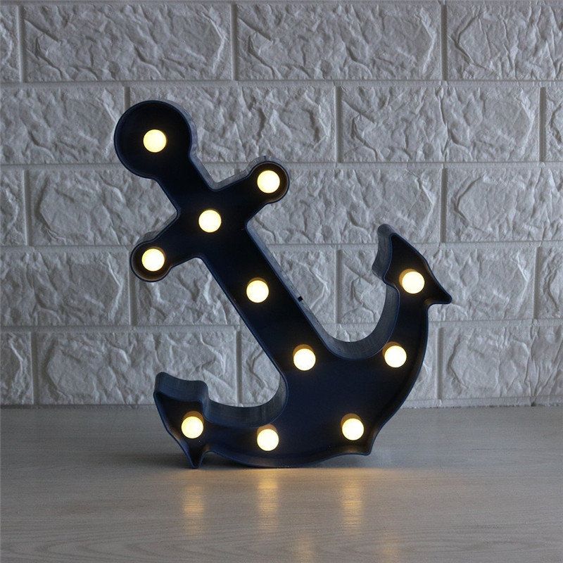 Søt Anker Led Nattlys Vegg Batteri Lampe Baby Barn Soverom Home Decor