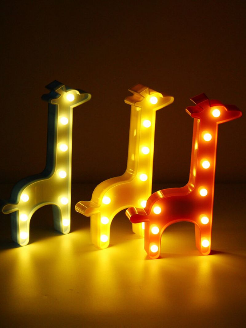 Søt Giraffe Led Nattlys Vegg Batteri Lampe Baby Barn Soverom Home Decor