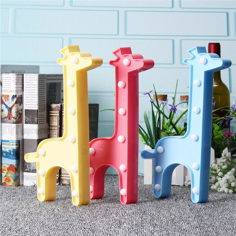 Søt Giraffe Led Nattlys Vegg Batteri Lampe Baby Barn Soverom Home Decor