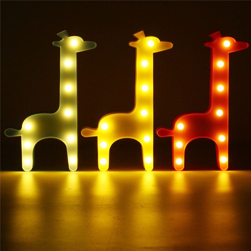 Søt Giraffe Led Nattlys Vegg Batteri Lampe Baby Barn Soverom Home Decor