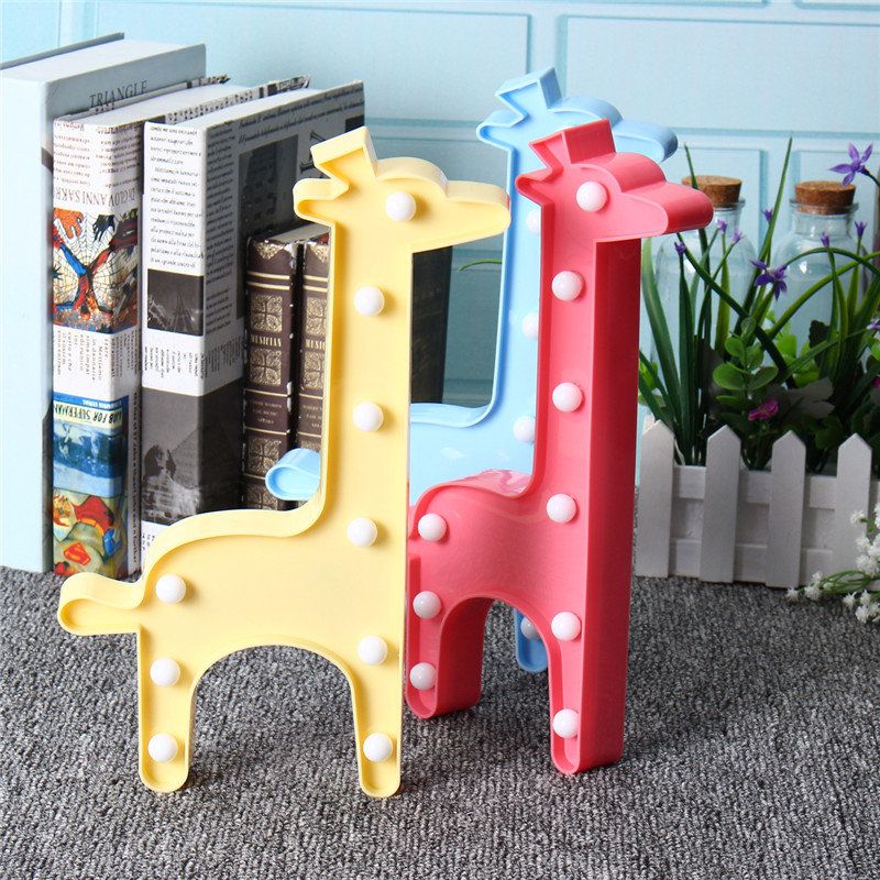 Søt Giraffe Led Nattlys Vegg Batteri Lampe Baby Barn Soverom Home Decor