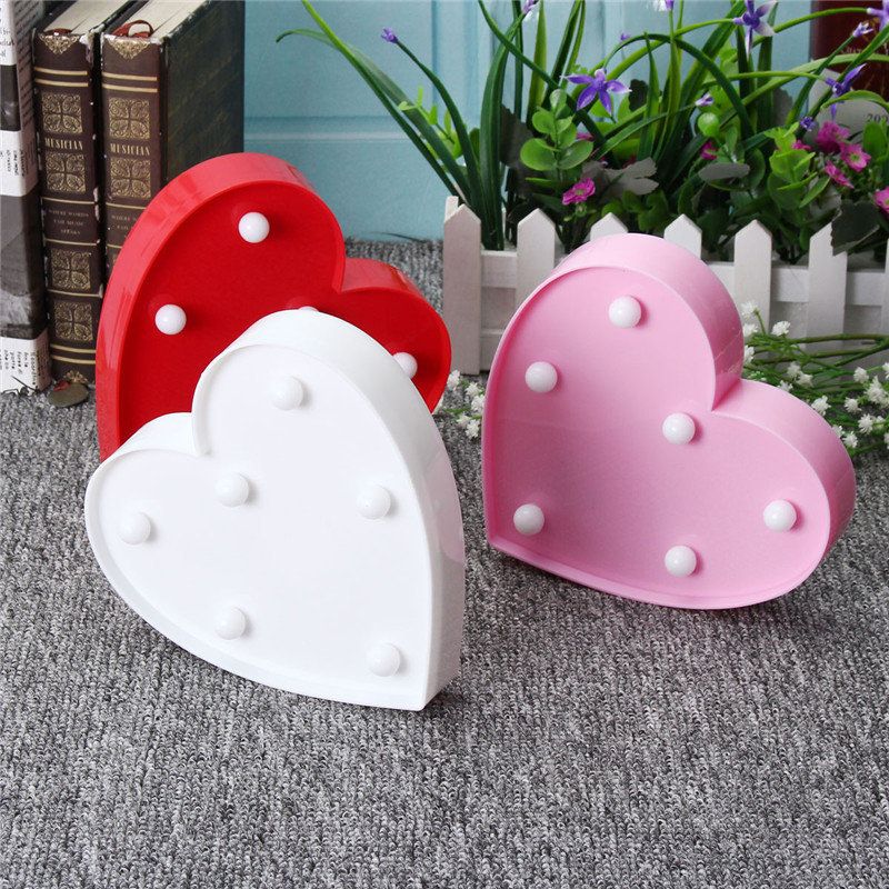 Søt Hjerte Led Nattlys Vegg Batteri Lampe Baby Barn Soverom Home Decor