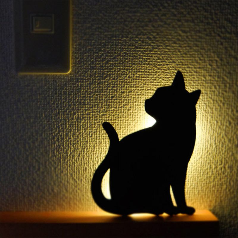 Søt Katt Akryl Vegglys Lyd Kontrolllampe Led Nattlys Stue