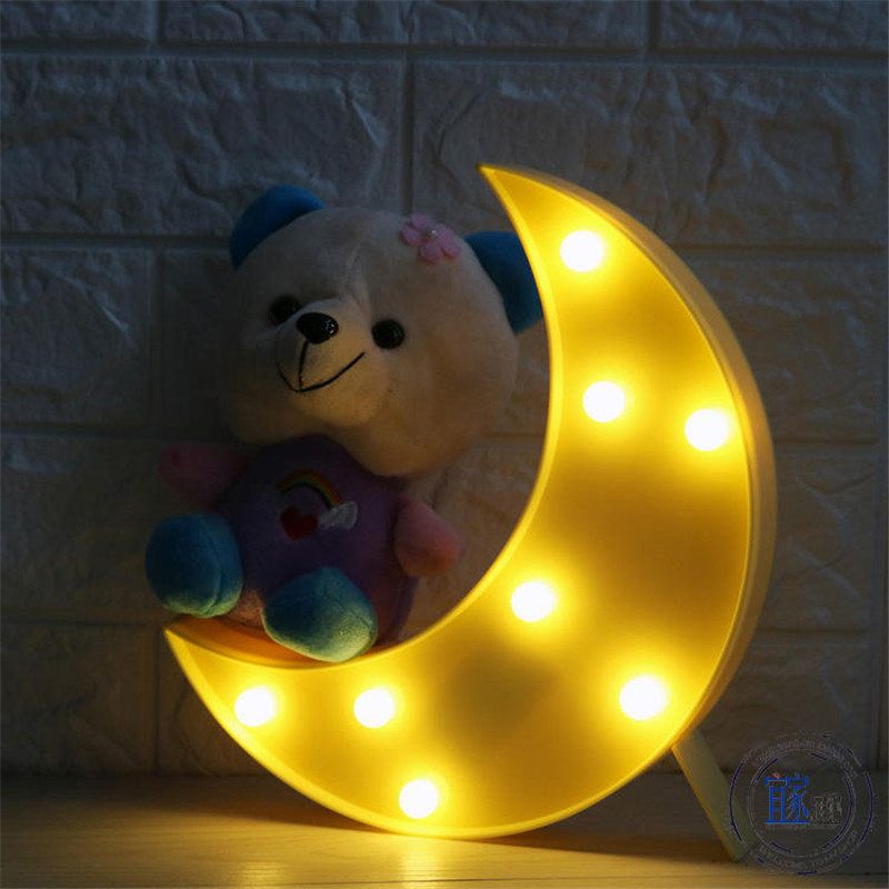 Søt Måne Led Nattlys Vegg Batteri Lampe Baby Barn Soverom Home Decor