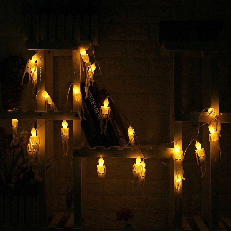 Spectre Skjelett Ghost Eyes Mønster Halloween Led String Light Holiday Funny Party Decoration