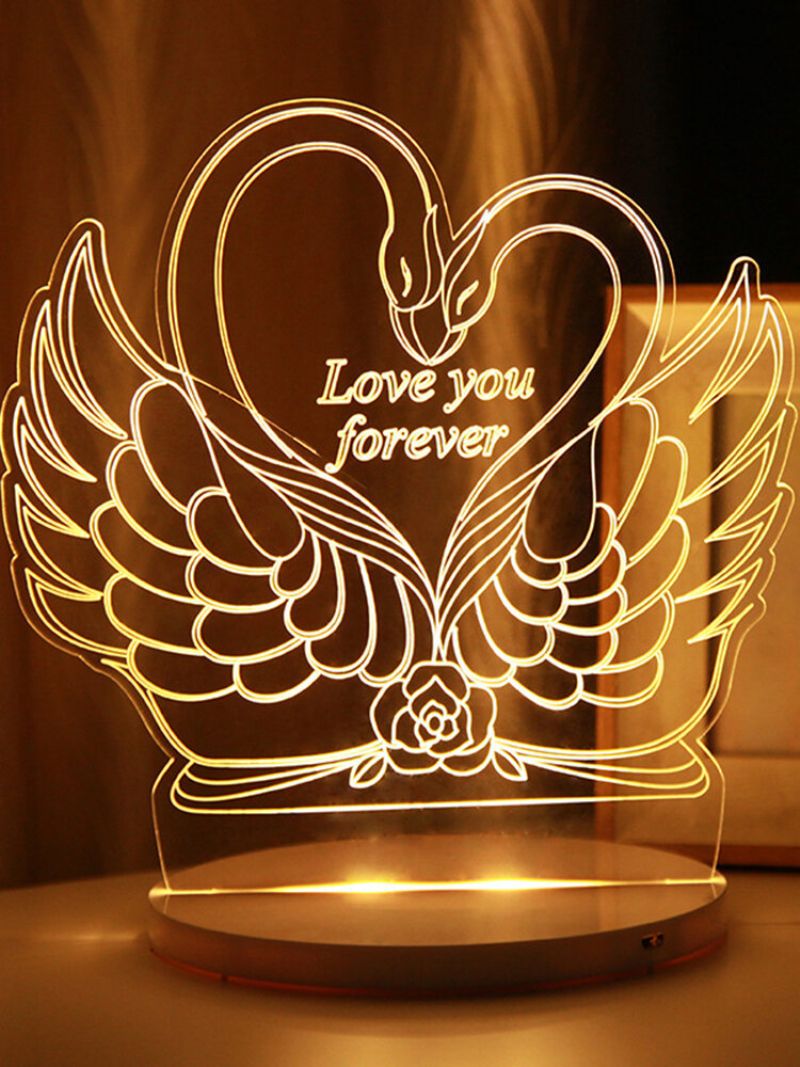 Swan 3d Led-nattlys Usb-drevet Berøringskontroll Julevalentinsgave Home Decor