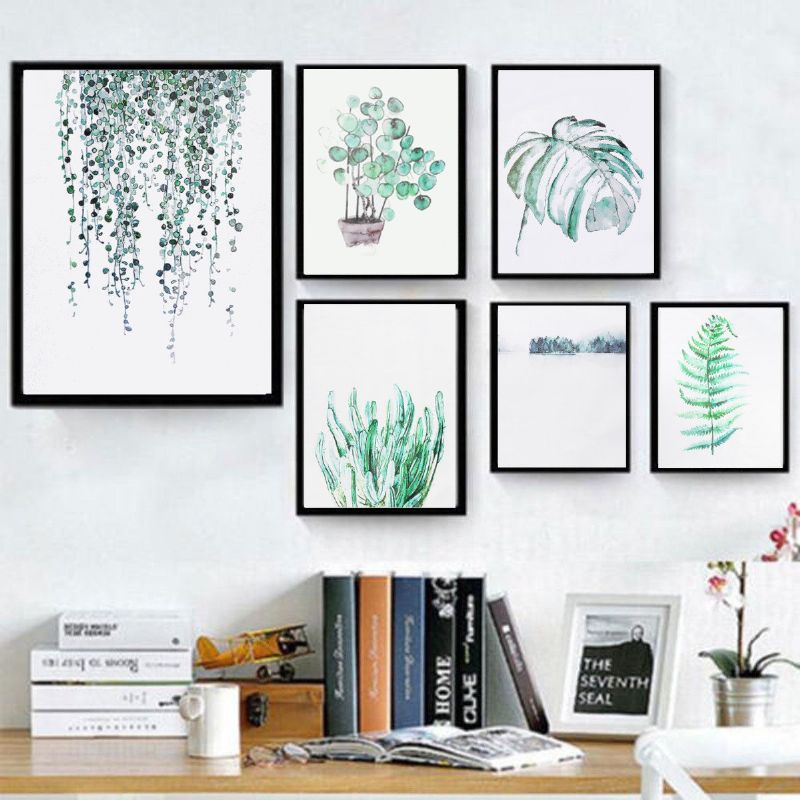 Tropiske Planter Blader Lerret Vintage Plakat Veggmaleri Kunsttrykk Moderne Hjemmeinnredning