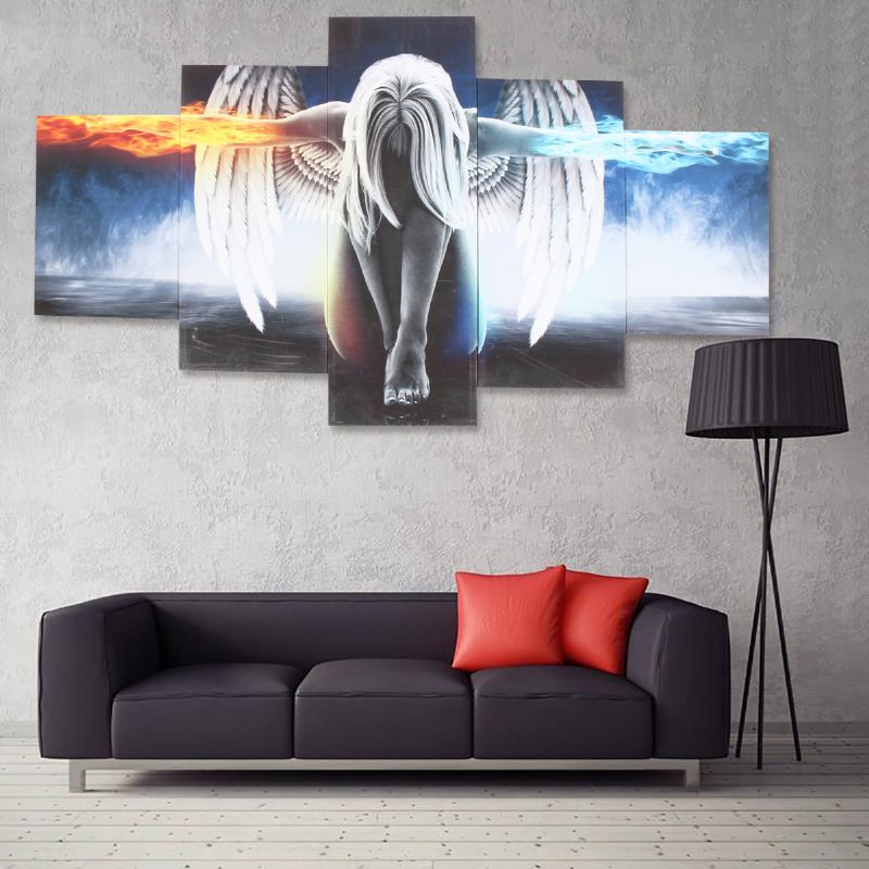 Uinnrammet 5 Stk Angel Modern Art Painting Canvas Print Veggbilde Home Decor