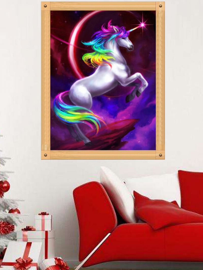 Unicorn Diy 5d Diamantbroderi Maling Korssting Håndverk Stue Home Decor