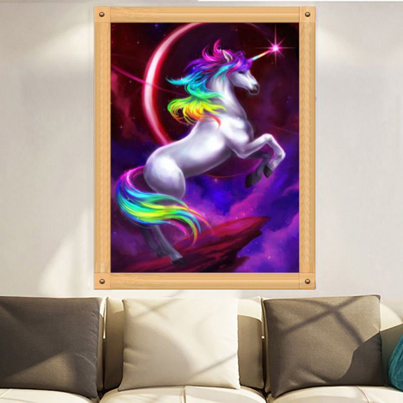 Unicorn Diy 5d Diamantbroderi Maling Korssting Håndverk Stue Home Decor