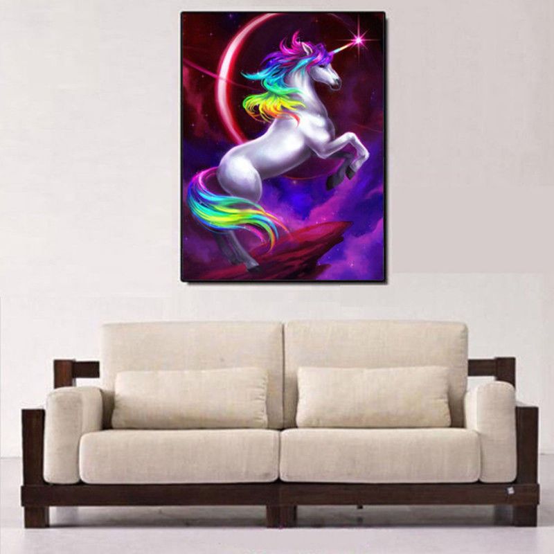 Unicorn Diy 5d Diamantbroderi Maling Korssting Håndverk Stue Home Decor