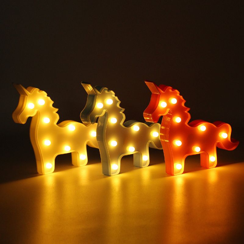 Unicorn Led Nattlys Batterilampe Baby Barn Soverom Stue Hjemmeinnredning