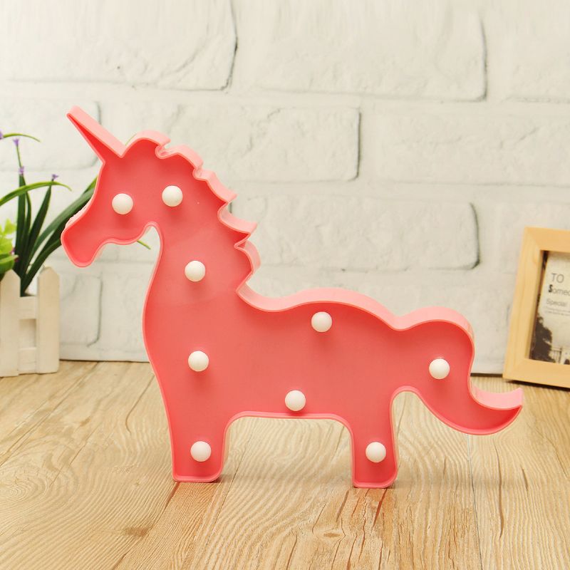 Unicorn Led Nattlys Batterilampe Baby Barn Soverom Stue Hjemmeinnredning