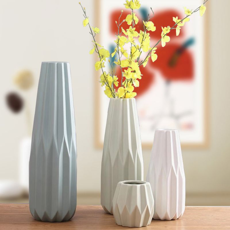 Vase Til Hjemmedekorasjon - Elegant Keramisk Origami Stor Høy Blomstervase I Moderne Stil