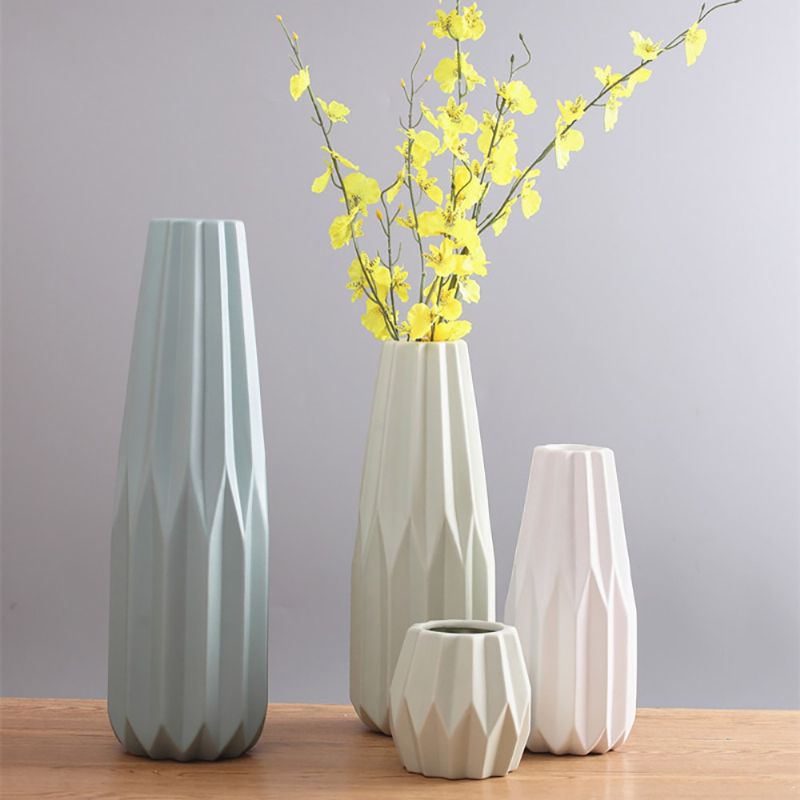 Vase Til Hjemmedekorasjon - Elegant Keramisk Origami Stor Høy Blomstervase I Moderne Stil