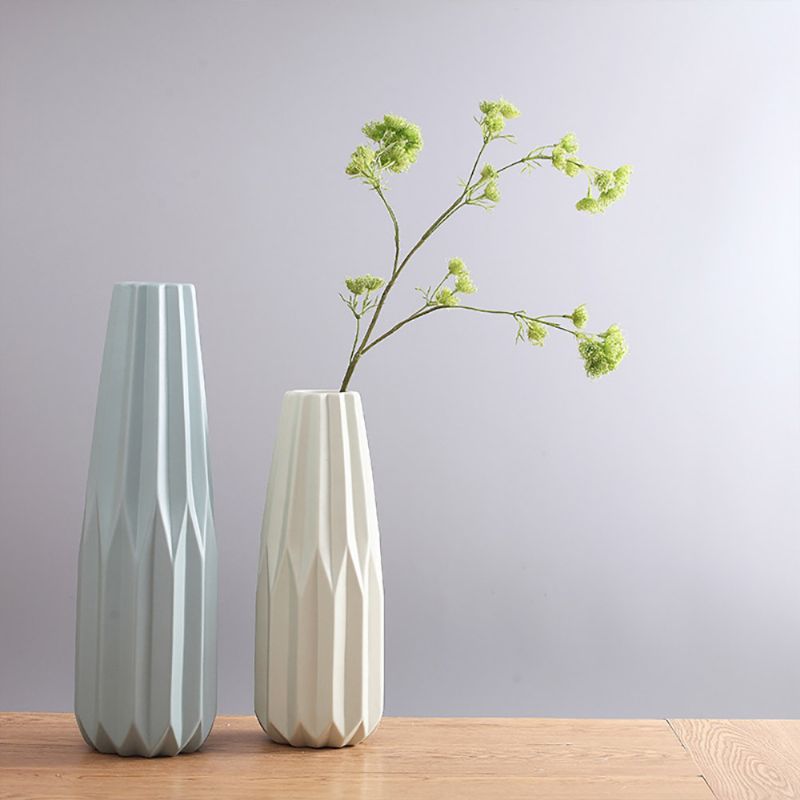 Vase Til Hjemmedekorasjon - Elegant Keramisk Origami Stor Høy Blomstervase I Moderne Stil