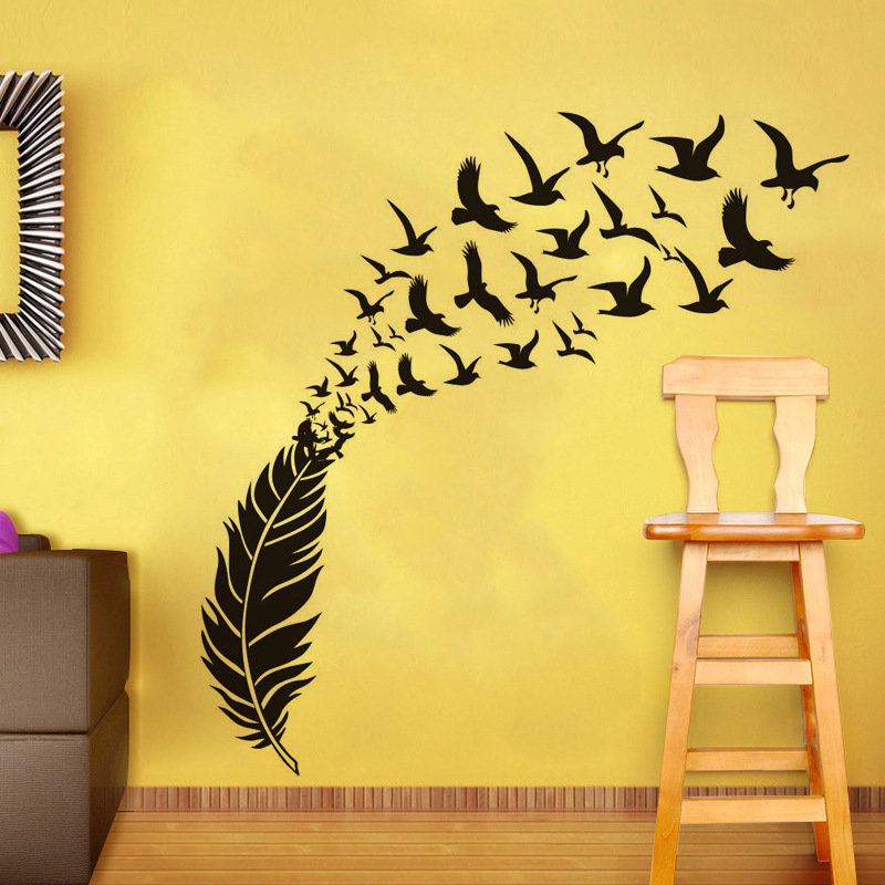 Vatikanets Utskårne Veggklistremerker Creative Feather Bird Home Decoration Wall Stickers