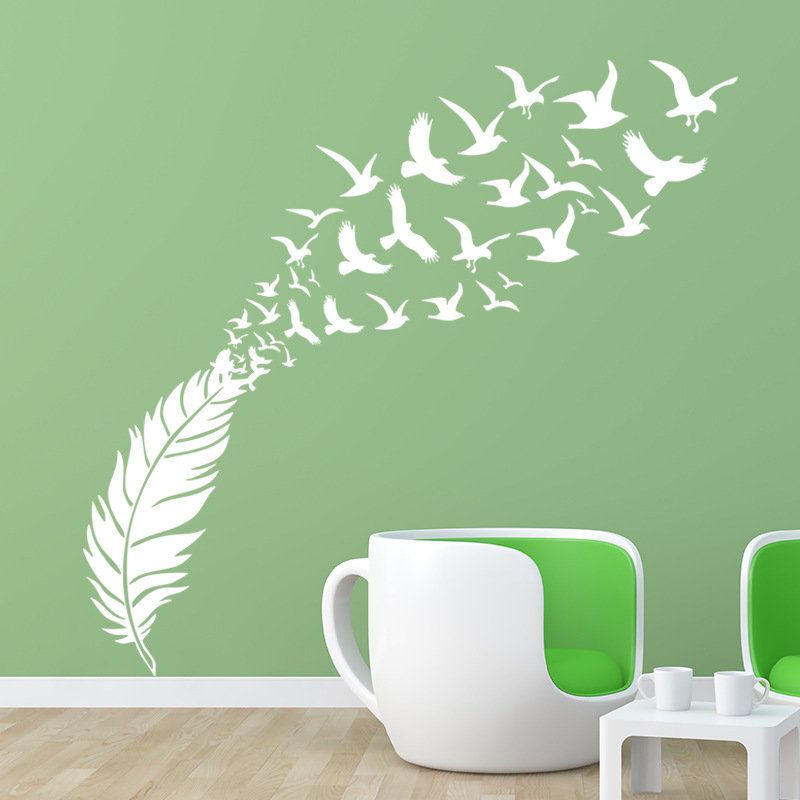 Vatikanets Utskårne Veggklistremerker Creative Feather Bird Home Decoration Wall Stickers