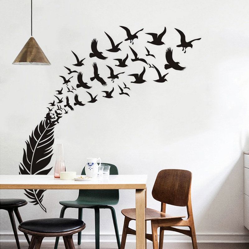 Vatikanets Utskårne Veggklistremerker Creative Feather Bird Home Decoration Wall Stickers