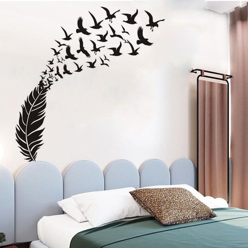 Vatikanets Utskårne Veggklistremerker Creative Feather Bird Home Decoration Wall Stickers