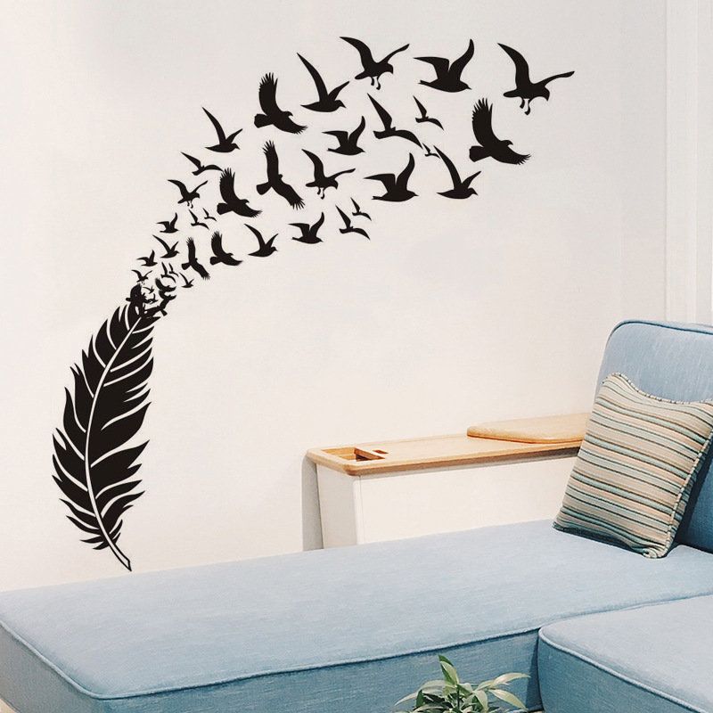 Vatikanets Utskårne Veggklistremerker Creative Feather Bird Home Decoration Wall Stickers