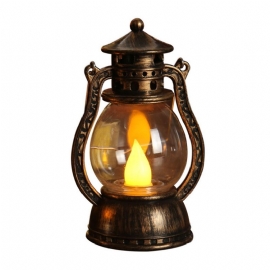 Vintage Stilig Dekorasjon Led-lanternelys Med Imitert Veke Creative Bar Gårdsplasslampe Nyttårspynt