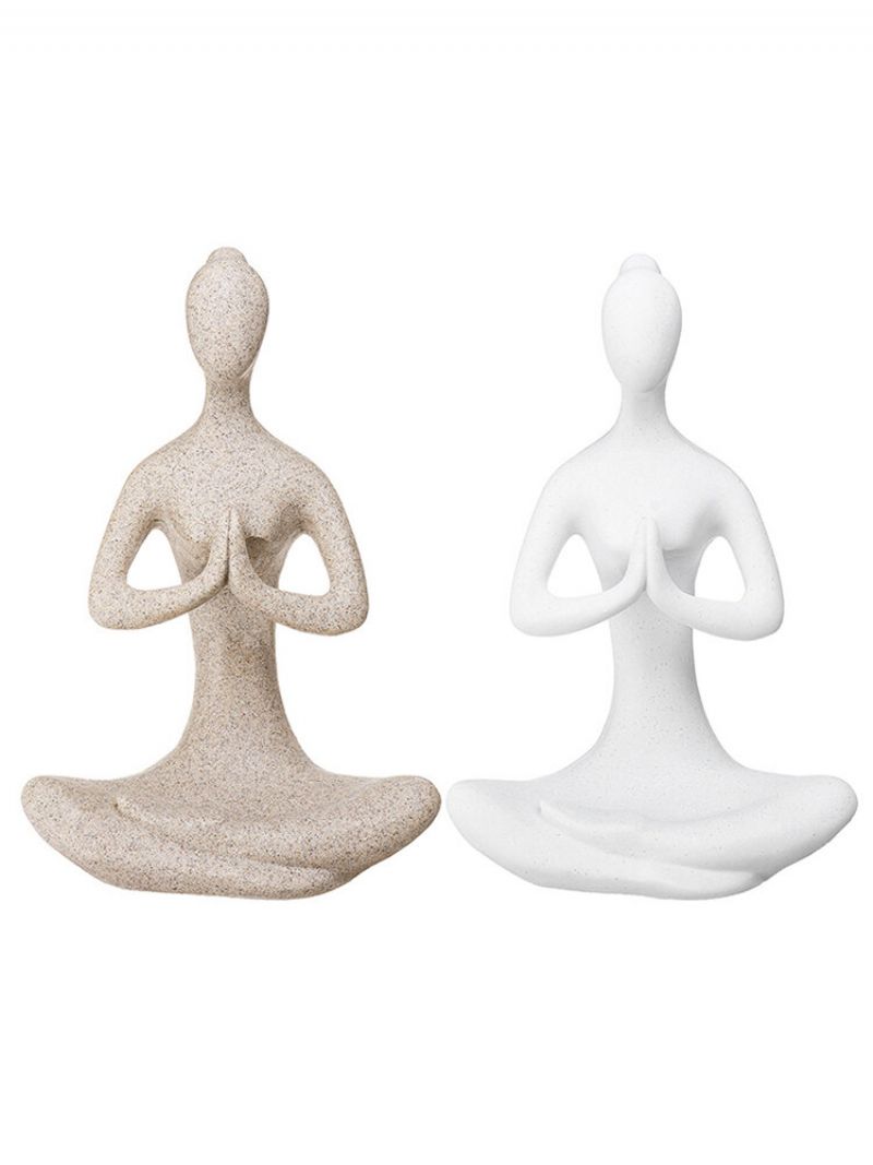 Yoga Lady Ornament Figur Hjem Innendørs Utendørs Hage Buddha Statue Skrivebordsdekorasjon