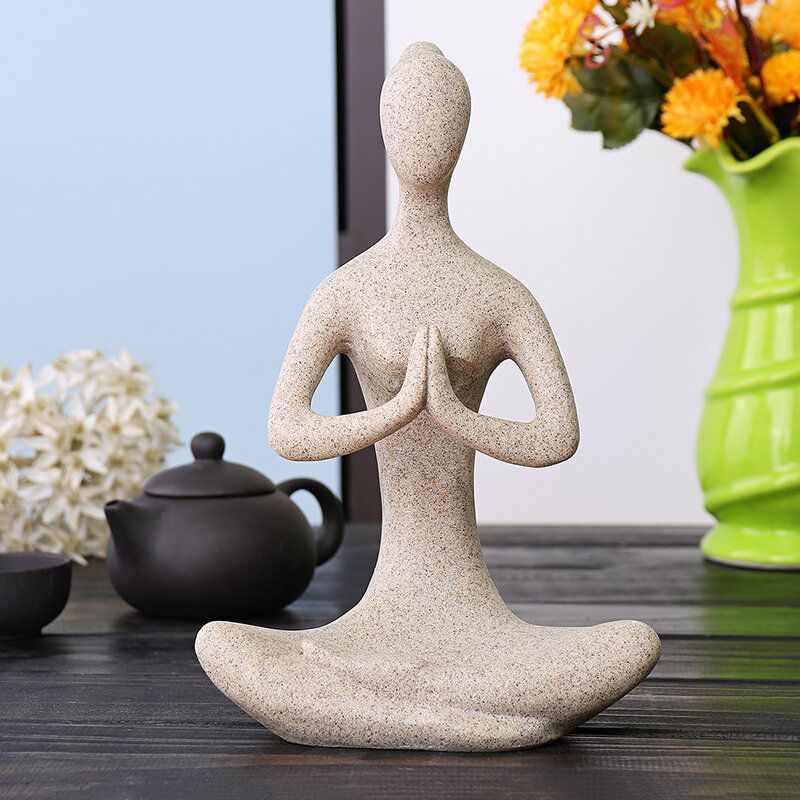 Yoga Lady Ornament Figur Hjem Innendørs Utendørs Hage Buddha Statue Skrivebordsdekorasjon