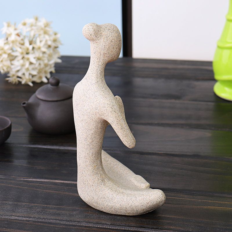 Yoga Lady Ornament Figur Hjem Innendørs Utendørs Hage Buddha Statue Skrivebordsdekorasjon