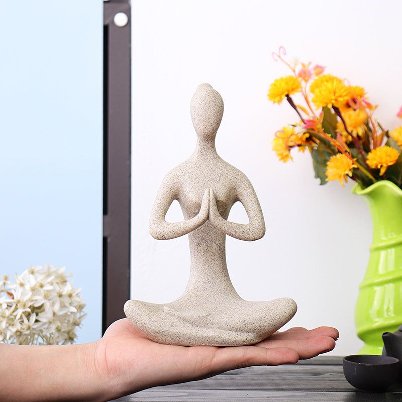 Yoga Lady Ornament Figur Hjem Innendørs Utendørs Hage Buddha Statue Skrivebordsdekorasjon