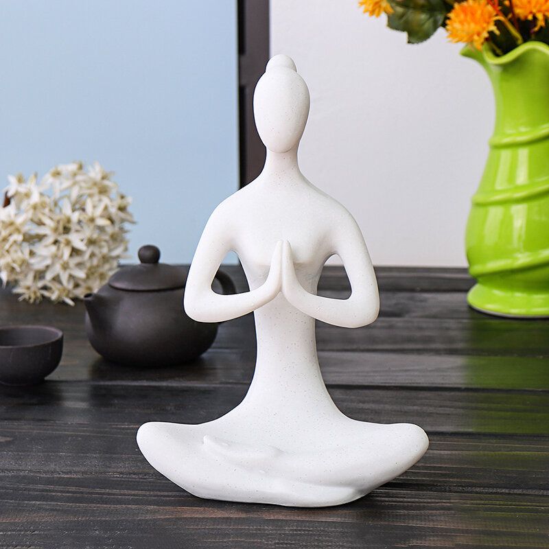 Yoga Lady Ornament Figur Hjem Innendørs Utendørs Hage Buddha Statue Skrivebordsdekorasjon