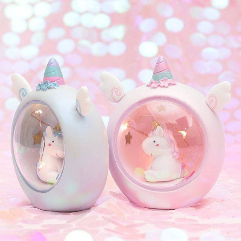 Fairy Unicorn Snow Globe Nattlys For Barn Jenter Barnebarn Babyer Bursdagsgave Ganske Kreativ Led Krystallkulelampe