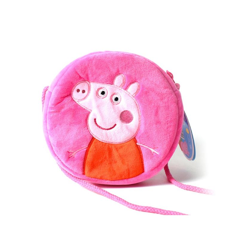 Søt Peppa George Pig Liten Rund Skulderveske For Barn Ultramyk Plysj Bomullsrekke Cross Body Bag For Jenter Gutter