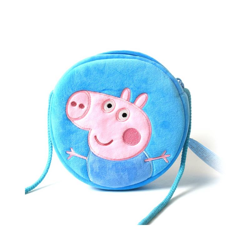 Søt Peppa George Pig Liten Rund Skulderveske For Barn Ultramyk Plysj Bomullsrekke Cross Body Bag For Jenter Gutter