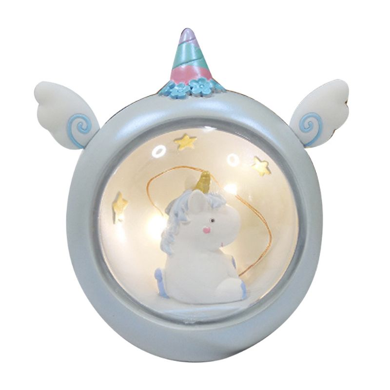 Unicorn Bordlampe Creative Resin Star Nattlys Soveromsdekorasjon For Jentestudenter Bruk Rund