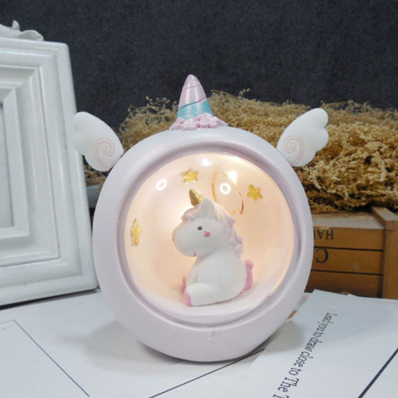 Unicorn Bordlampe Creative Resin Star Nattlys Soveromsdekorasjon For Jentestudenter Bruk Rund