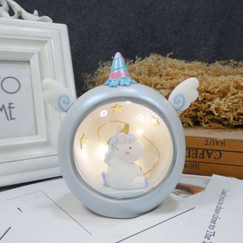 Unicorn Bordlampe Creative Resin Star Nattlys Soveromsdekorasjon For Jentestudenter Bruk Rund