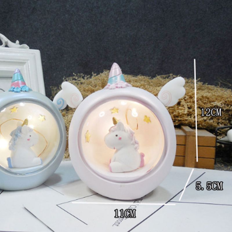 Unicorn Bordlampe Creative Resin Star Nattlys Soveromsdekorasjon For Jentestudenter Bruk Rund