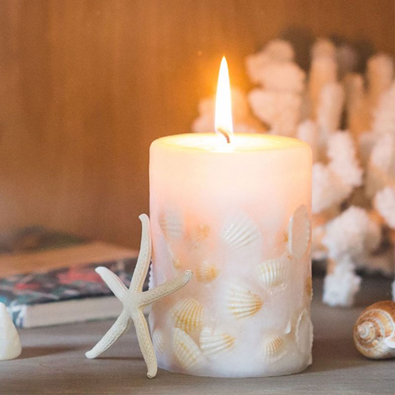 Essensiell Duftolje Røykfrie Duftlys Romantisk Sea Shell Bryllupsdekorasjon Purify Air Candles