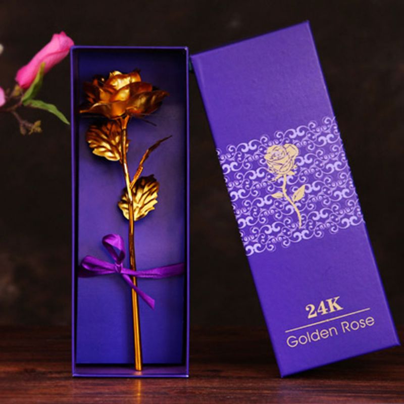 Gullfolierose For Elskere 24k Rullet Gullrosebukett Platinumrose Kreativ Gave Til Valentinsdagen