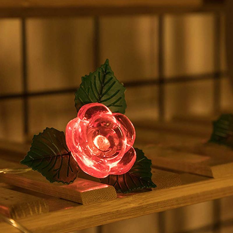 Led Rose Flower String Lights Kobbertråd Batteridrevne Lys Romantisk Lampe For Bryllup Hjem Fest Bursdagsfestival Innendørs Utendørs Dekorasjoner