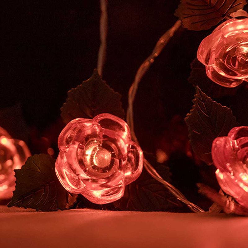 Led Rose Flower String Lights Kobbertråd Batteridrevne Lys Romantisk Lampe For Bryllup Hjem Fest Bursdagsfestival Innendørs Utendørs Dekorasjoner